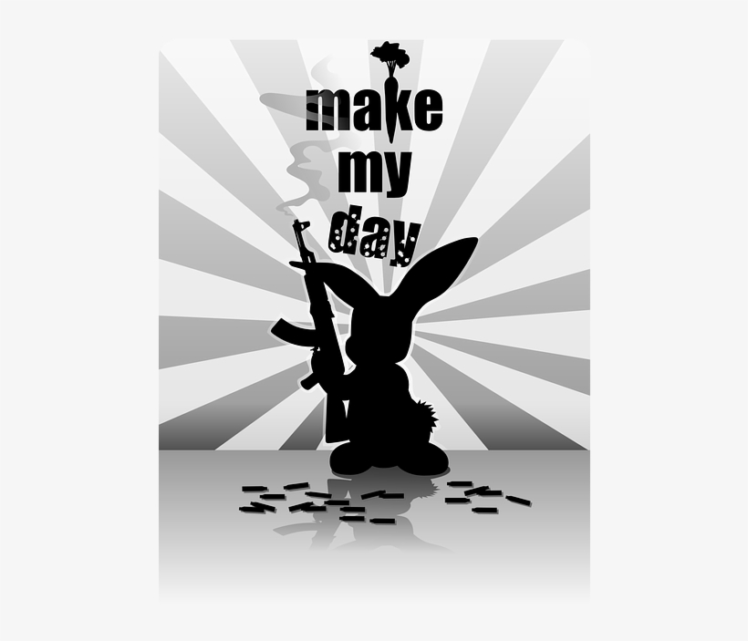 Silhouette, Cartoon, Bunny, Easter, Gun, Machine - Bunny With Machine Gun, transparent png