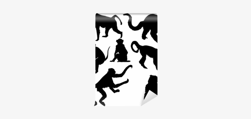 Seven Isolated Monkey Silhouettes Wall Mural • Pixers® - Silhouette, transparent png