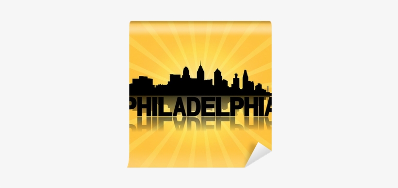 Philadelphia Skyline Reflected With Sunburst Illustration - Philadelphia Skyline Black And White, transparent png