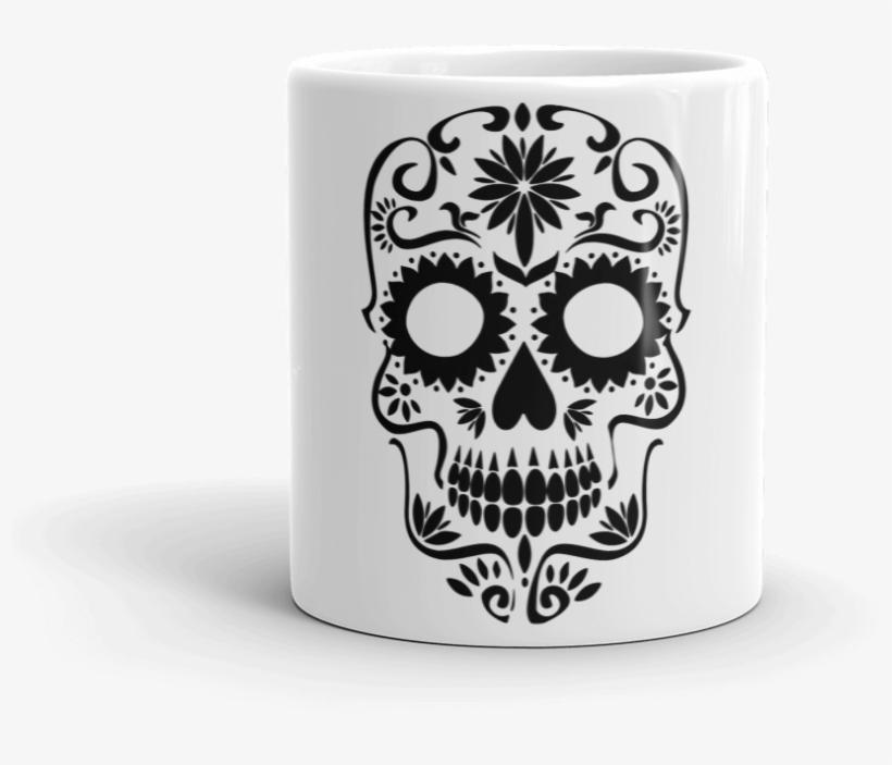 Sugar Skull Silhouette 2400px Mockup Front View 11oz - Sugar Skull Day Of The Dead Tacos, transparent png