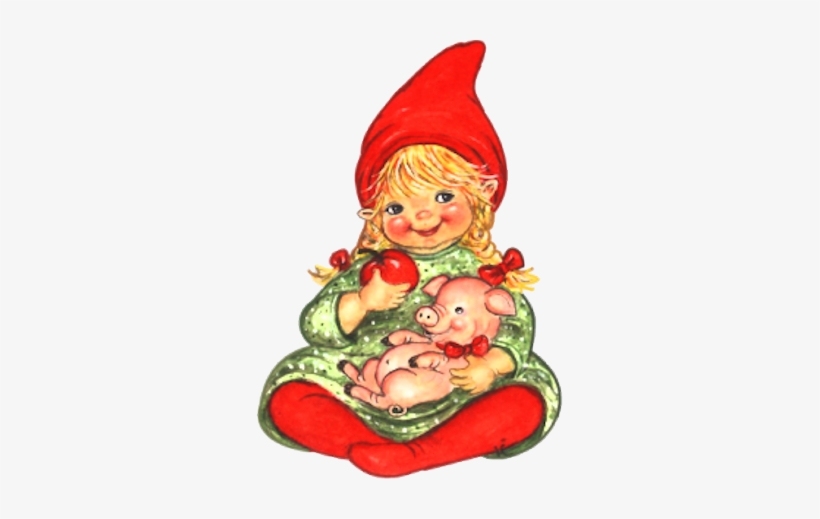 Cute Gnome And Her Pig - Gnome, transparent png