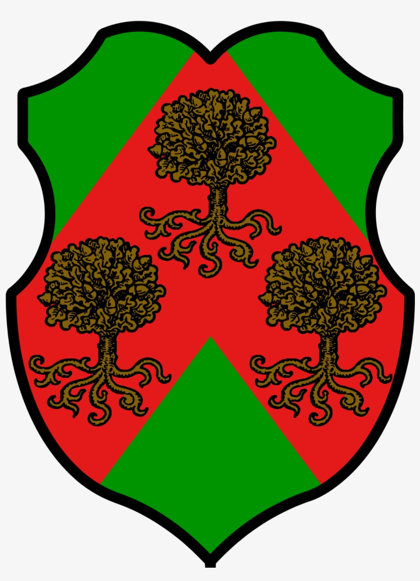 Vert, Over A Chevron Gules Three Oak Tree Eradicateds, transparent png