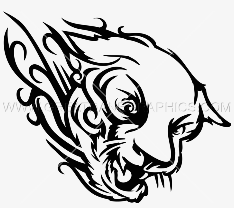 Fiery Cat Head - Illustration, transparent png