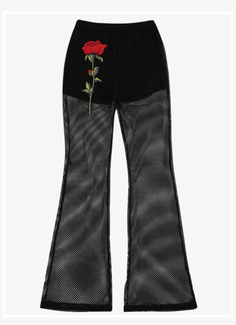 Cut Zaful Pants Fishnet Floral Patchwork Boot Pprqipw0 - Floral Patched Fishnet Boot Cut Pants., transparent png