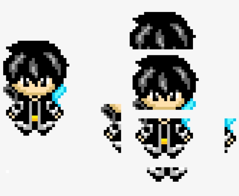 Kirito Pixel Art - Minecraft, transparent png