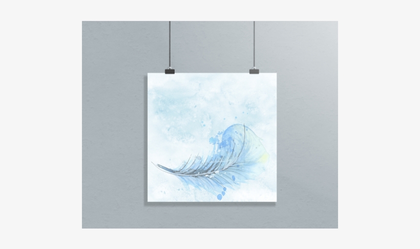 Poster Matte - Baby-blau-feder-aquarell-wäsche Wurfs-kissen Kissen, transparent png