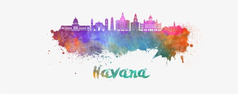 Bleed Area May Not Be Visible - Watercolor Skyline Havana, transparent png