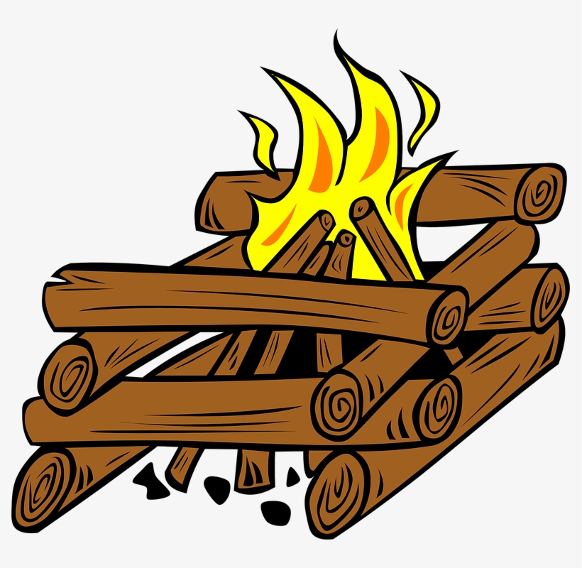 Campfire Wood Fire Firewood Bonfire Outdoo - Log Cabin Fire, transparent png