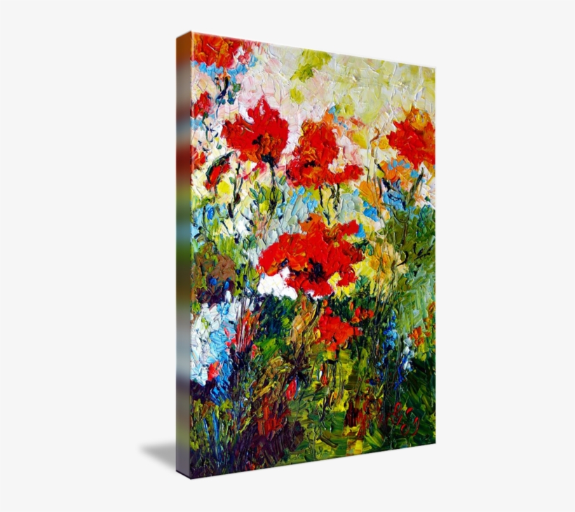 "red Poppies Provencale Oil Painting By Ginette" - Gallery-wrapped Canvas Art Print 24 X 32 Entitled Red, transparent png