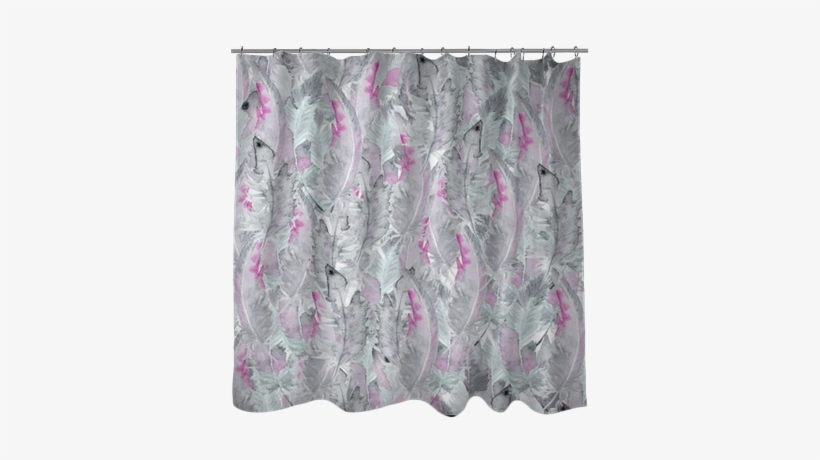 Watercolor Pattern With Feathers Shower Curtain • Pixers® - Window, transparent png