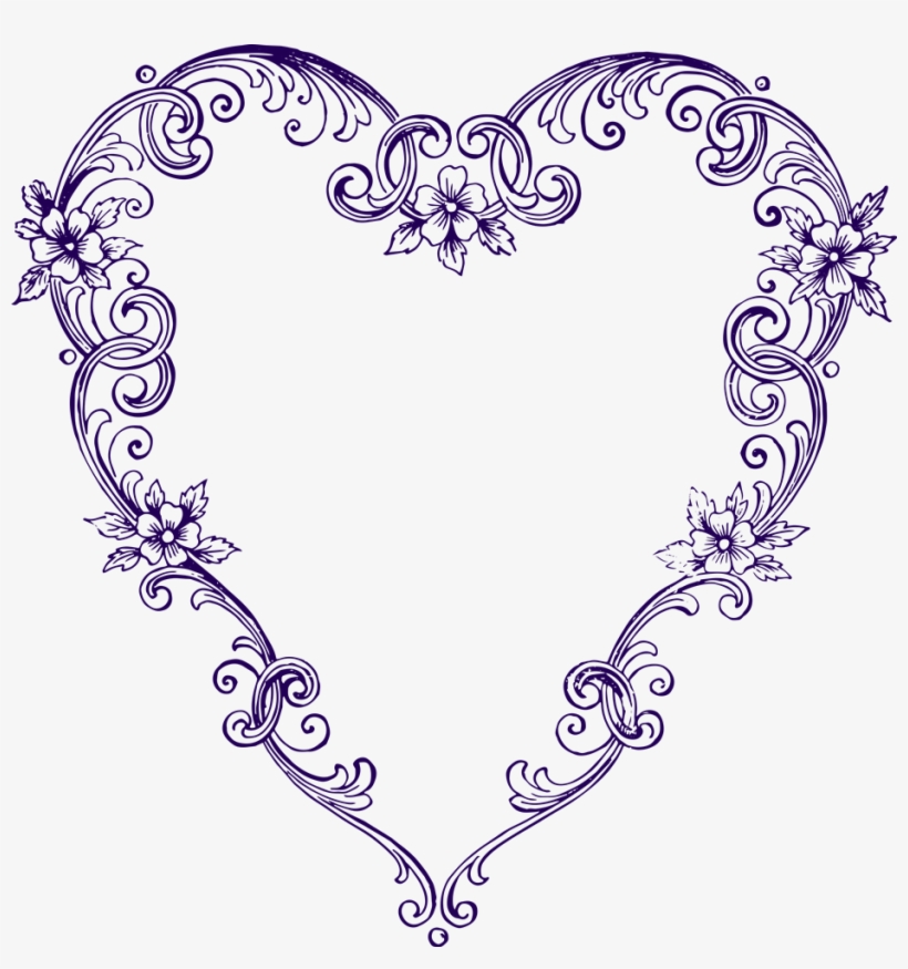 Victorian Hearts & Flowers Digital - Fancy Hearts Clipart, transparent png