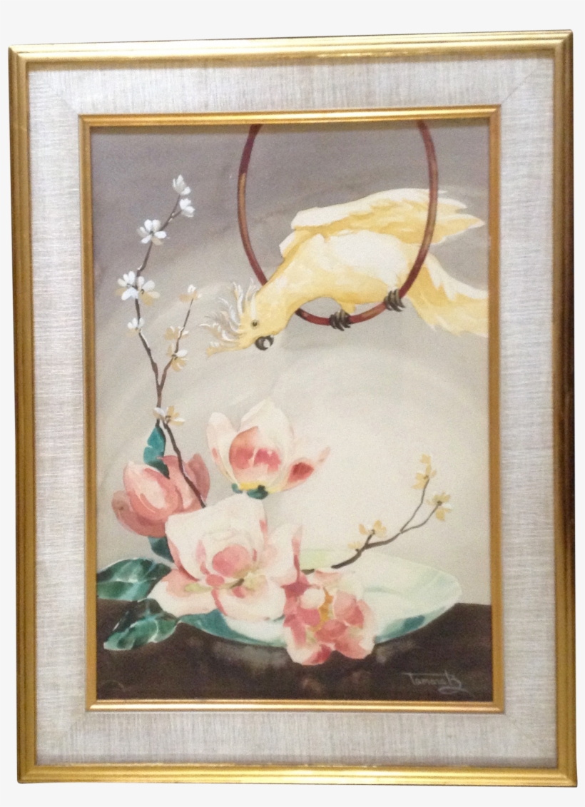 Tamara B, White Crested Cockatoo Parrot On Perch With - Watercolor Painting, transparent png
