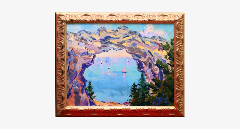 Arch Rock Canvas In Gold Frame - Canvas, transparent png