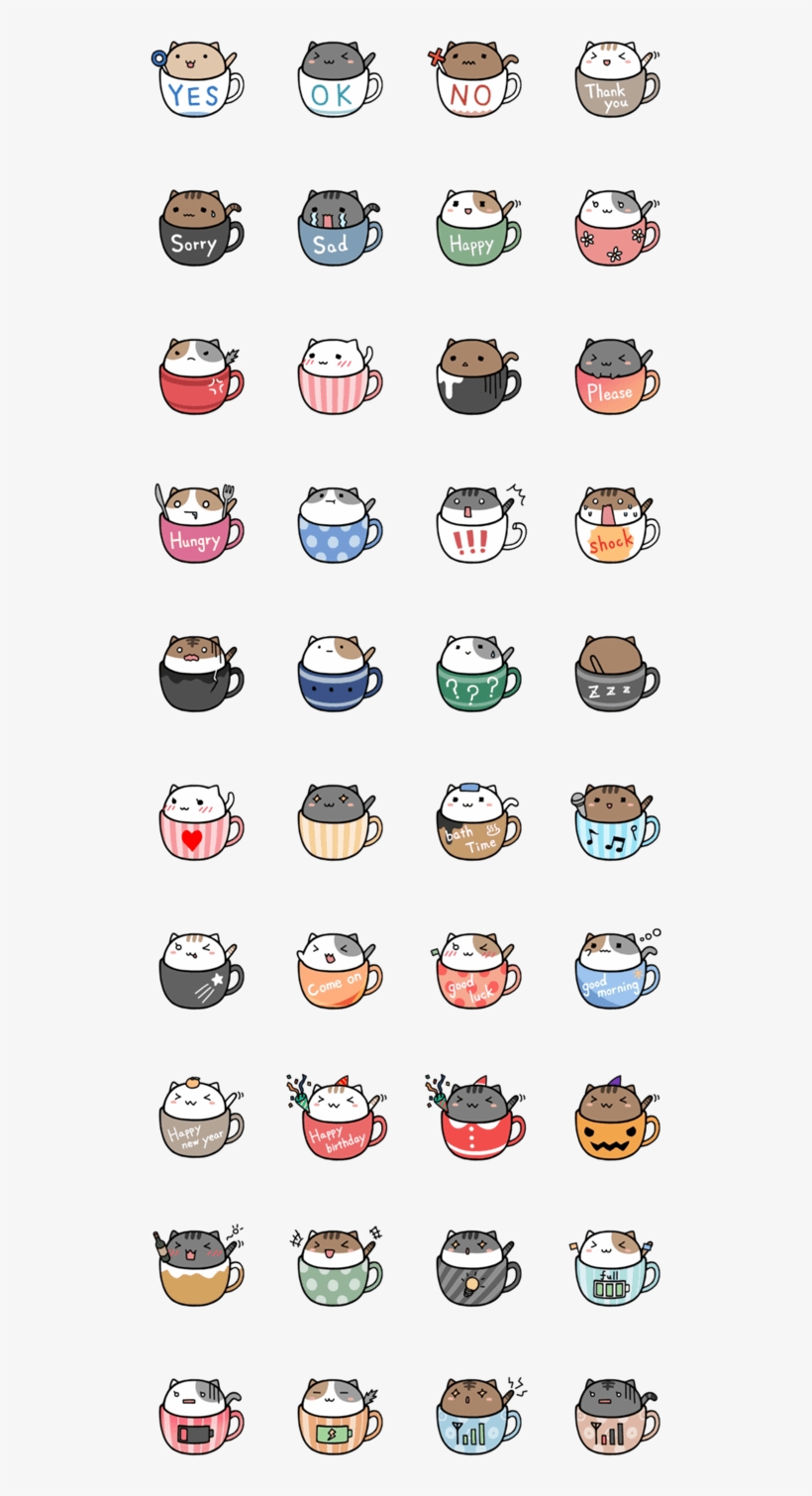 Kawaii Cats In Cups, transparent png