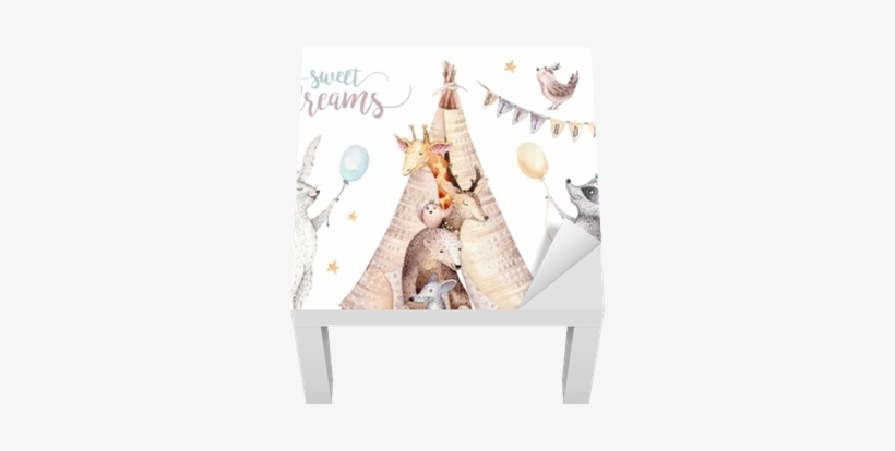 Cute Baby Giraffe, Deer Animal Nursery Mouse And Bear, - Boho Woodland Nursery Animals With Flower Headdress, transparent png