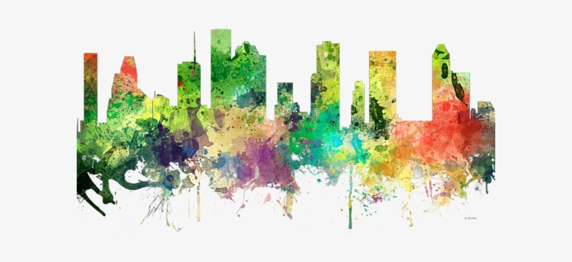 Click And Drag To Re-position The Image, If Desired - Trademark Art Houston Texas Skyline Sp By Marlene Watson, transparent png