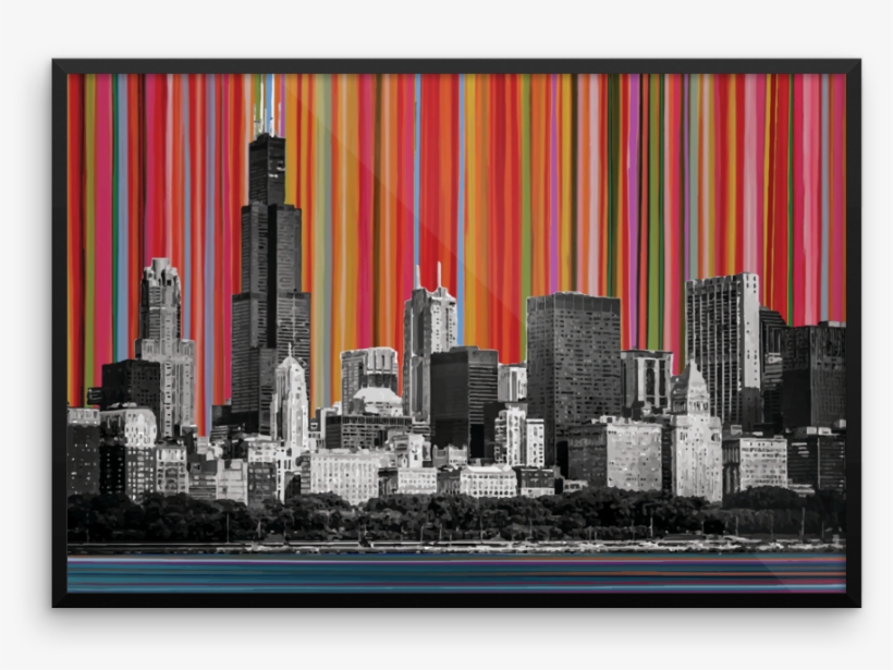 Chicago Skyline Lines W Signature Mockup Wall-horizontal, transparent png