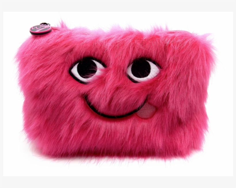 W7 Furry Emoji Cosmetics Bag Red - W7 Make-up/toilettas - Embroidered Furry Pink, transparent png