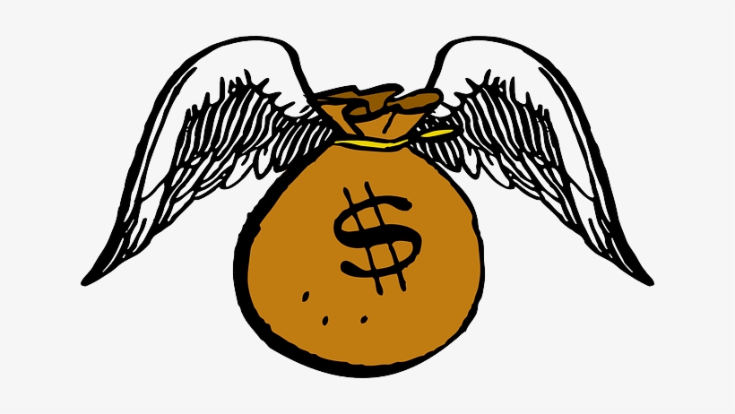 Money Bag With Wings - Money Bag Flying Away, transparent png