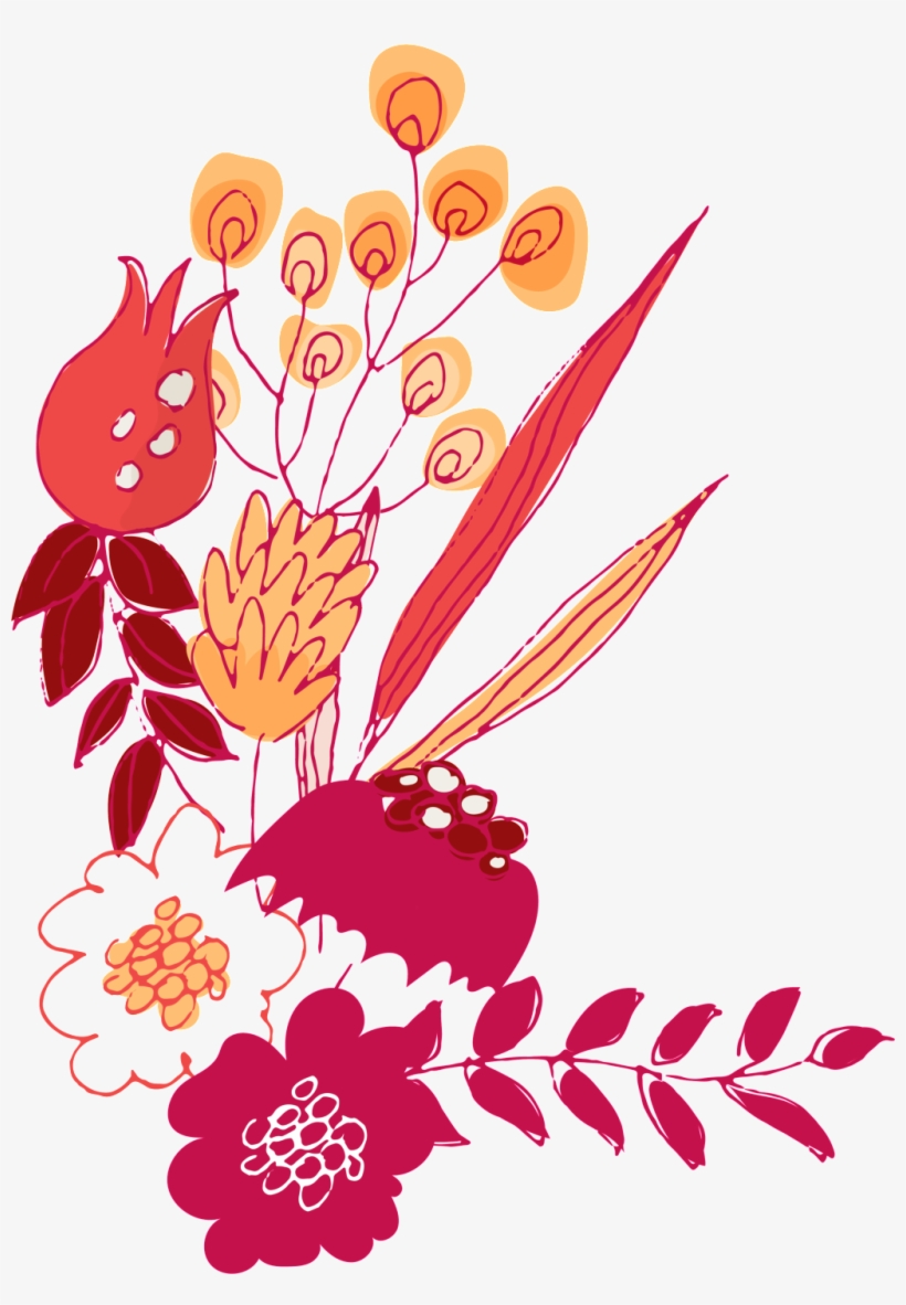 Hand Drawn Pomegranate Flower Png Transparent - Flower, transparent png