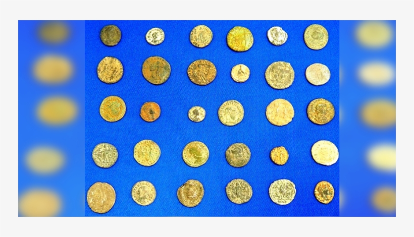 36 Coins Artistically Photographed On A Blue Background - Euclidean Vector, transparent png