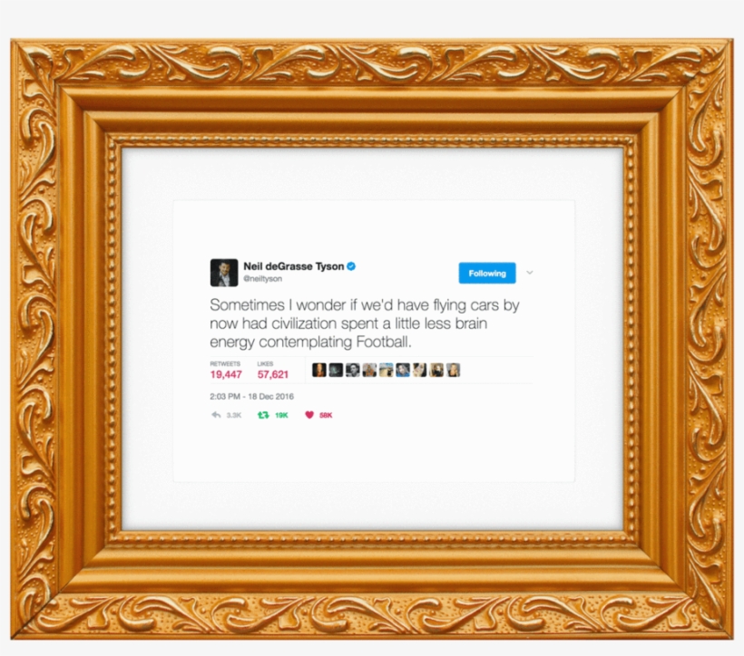 Football @neiltyson-framed Tweets - Kanye West Tweet Frame, transparent png