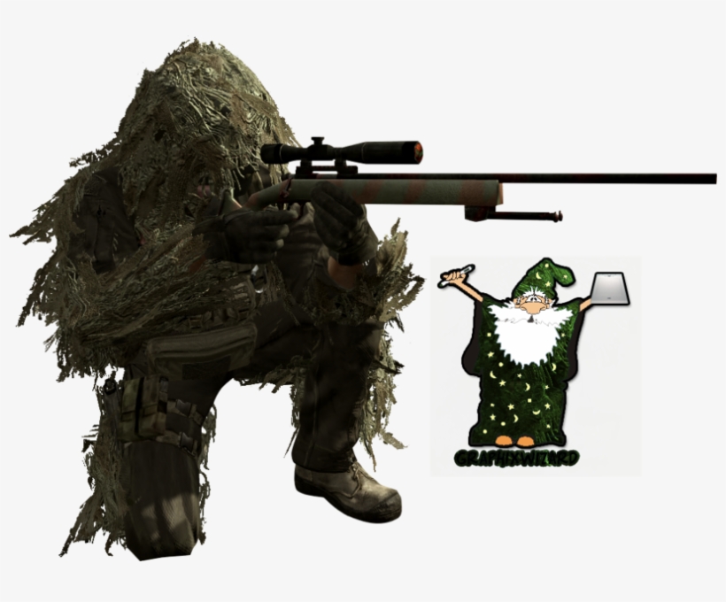 Call Of Duty Sniper - Ghillie Suit Sniper Cod - 808x600 PNG Download