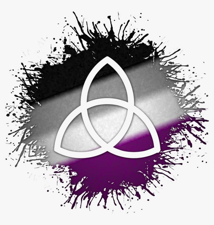 Triquetra Symbol Silhouetted Out Of Asexual Flag Paint - Bear Pride Atheist Square Sticker 3" X 3", transparent png