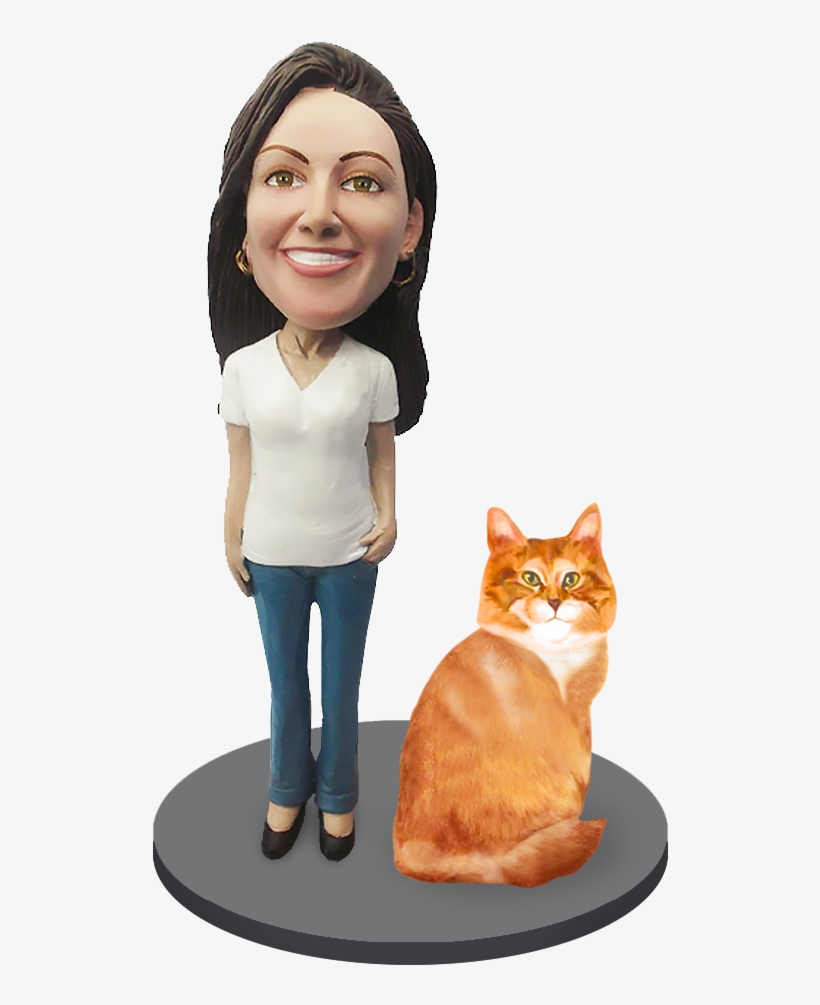 Custom Female With Custom Pet Cat Bobblehead - Great Dane Bobble Head, transparent png