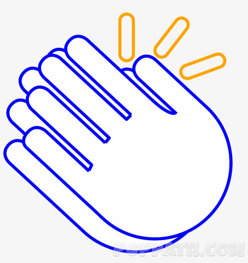 Now Draw Three Stadium Shapes Around The Thumb Of Second - Hands Clapping Drawing Easy, transparent png