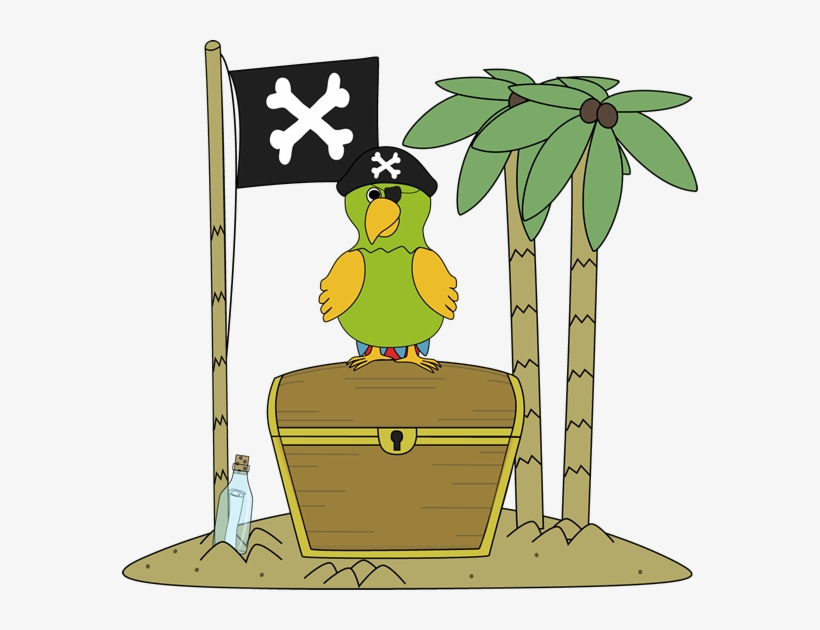Pirate Flag And Parrot On An Island - Island Pirate Clipart, transparent png