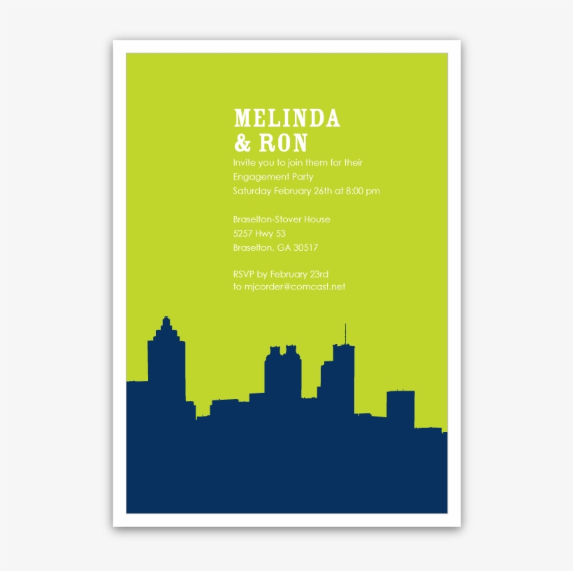 Atlanta Skyline Silhouette Party Invitations - Clip Art Atlanta Skyline, transparent png
