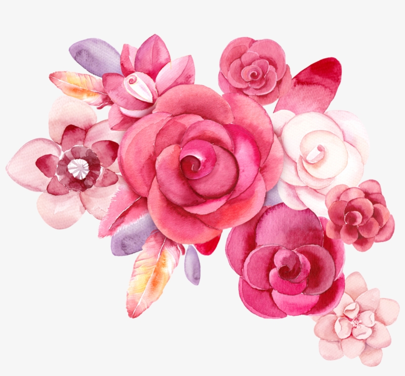 4 Cards - Watercolor Flower Drawing Png, transparent png