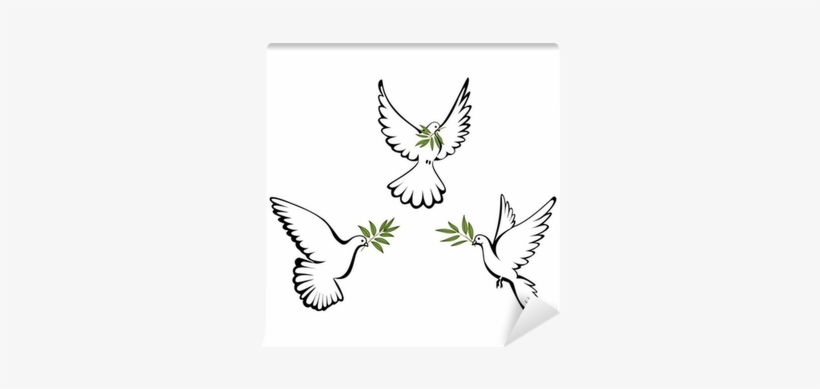 Three Flying Doves Vinyl Wall Art, Size Medium, transparent png