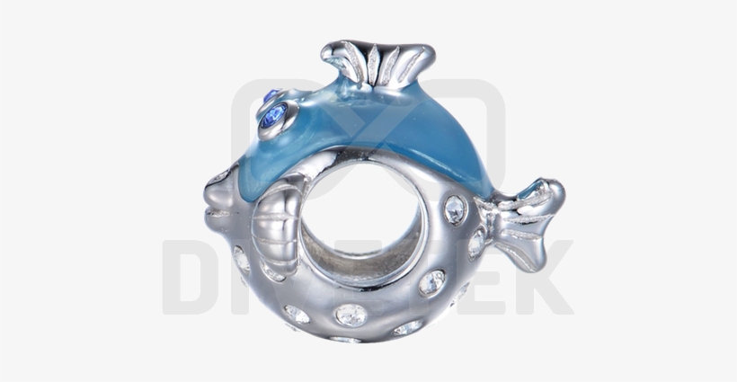 Puffer Fish Bead - Silver, transparent png