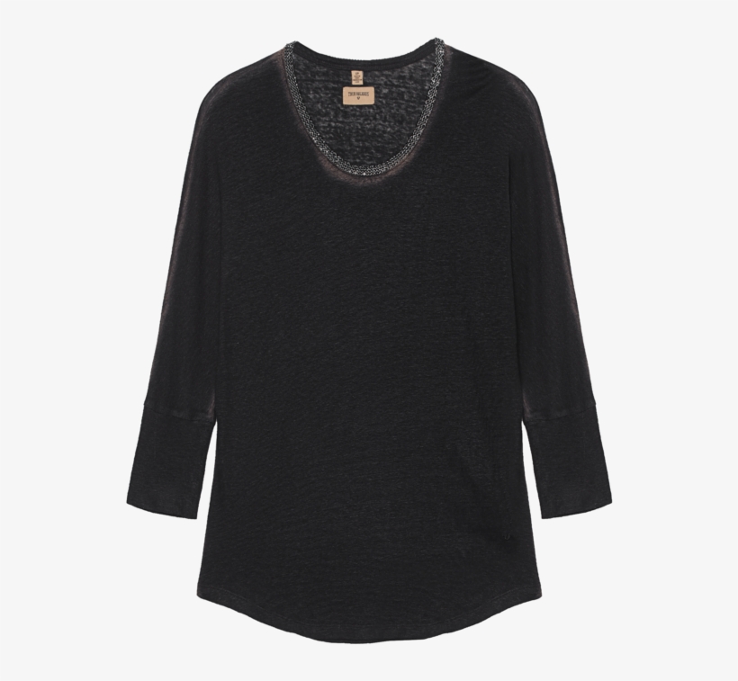 Fashion True Religion Crew Rhinestone Black Linen Longsleeve - Coat, transparent png