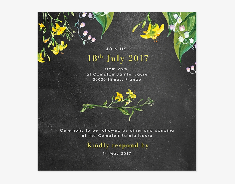 Rustic Wedding Chic - Botanical Wedding Invitation, Yellow And White Flowers, transparent png