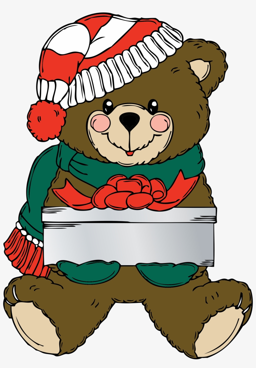 Png Library Download Wih Present Big Image Png - Christmas Teddy Bear Clip Art, transparent png