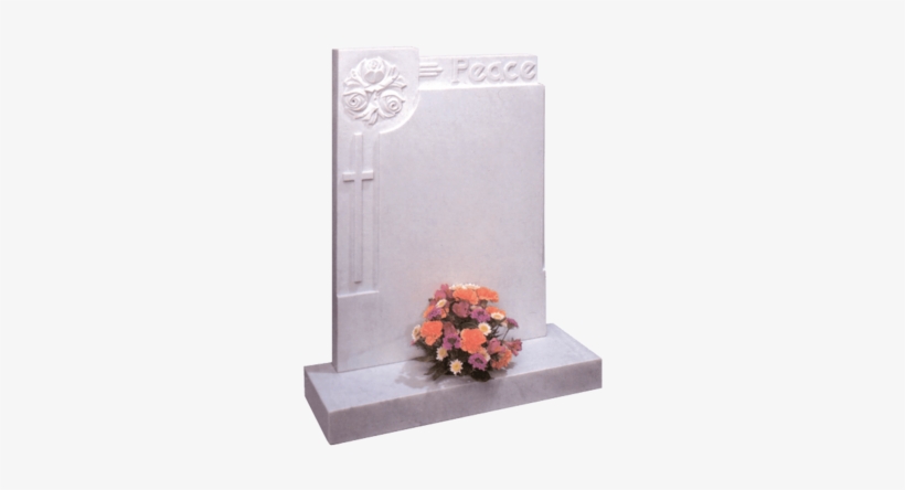 Headstone With Roses, Cross & 'peace' - Marble Headstone, transparent png