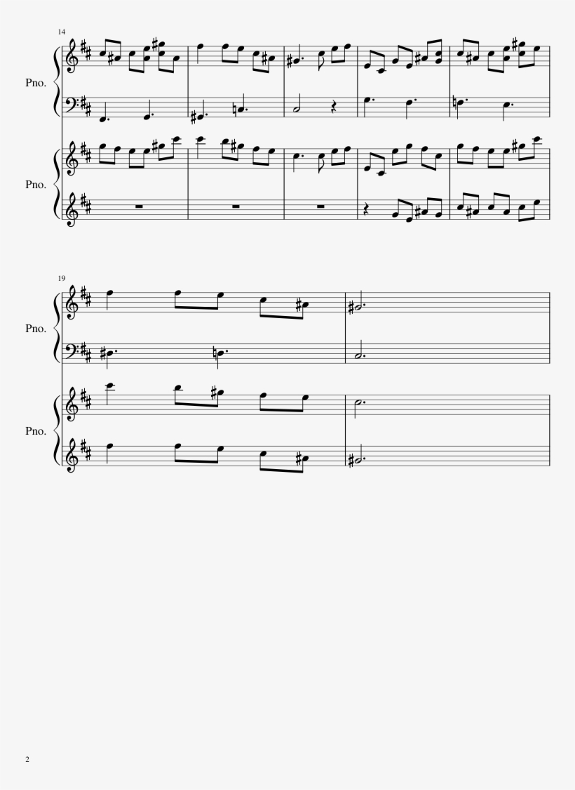 Proto Man's Alternate Theme Sheet Music 2 Of 2 Pages - Sheet Music, transparent png