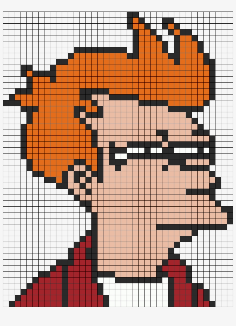 Futurama Fry Perler Bead Pattern / Bead Sprite - Fry Futurama Pixel Art, transparent png