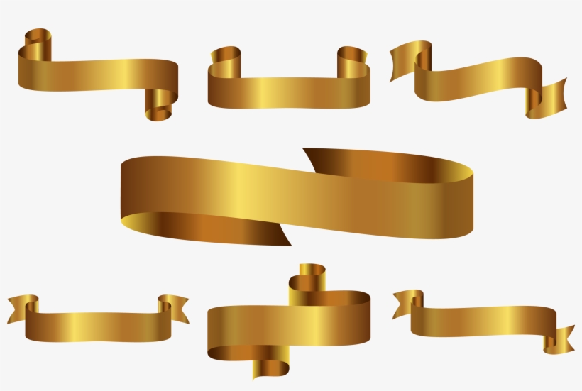 Gold Ribbon - Vector Graphics, transparent png