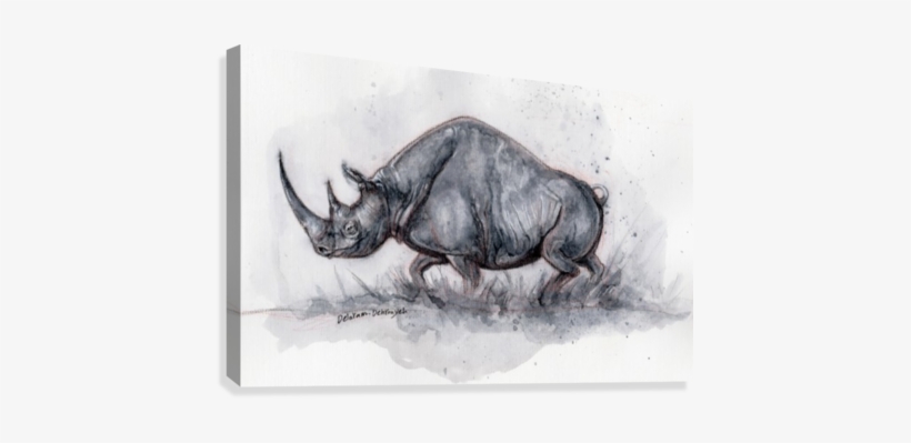 Rhino Ink Painting Canvas Print - Printing, transparent png