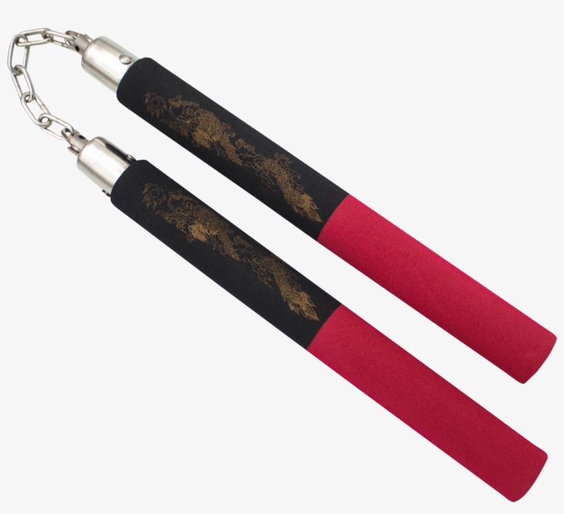 Red Tip Dragon Foam Practice Nunchucks W/ Rope - Transparent Nunchucks, transparent png