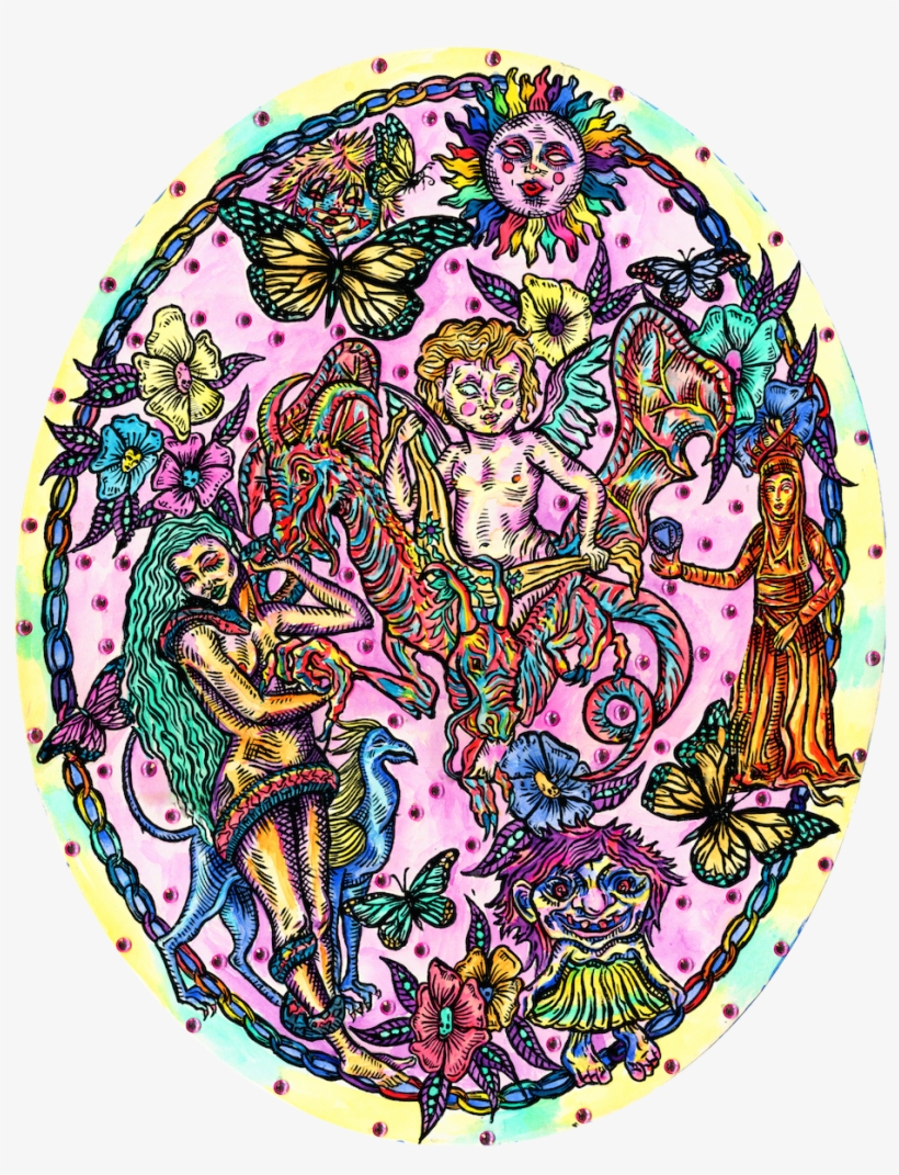 Watercolor, Acrylic And Rhinestones On Oval Illustration - Circle, transparent png