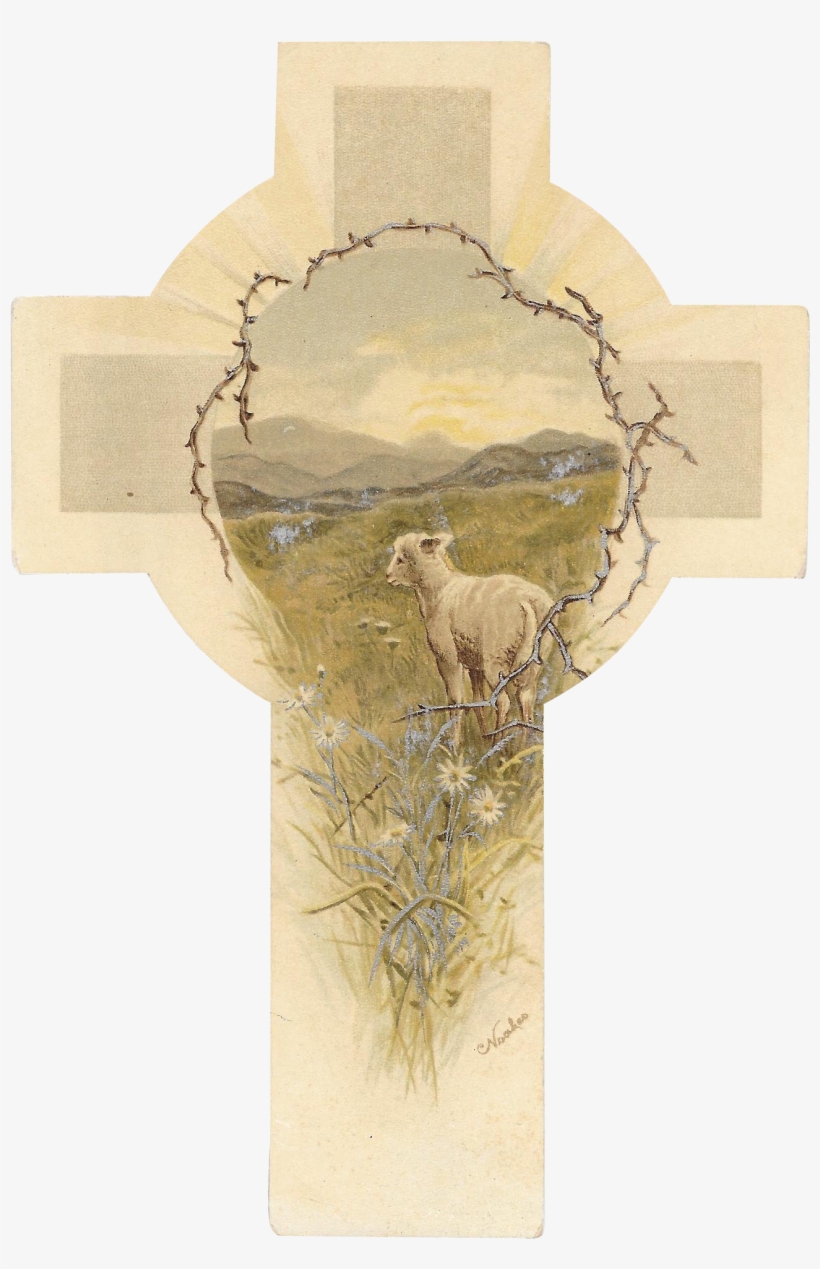Raphael Tuck & Sons Easter Cross Shaped Card With Lamb - Elk, transparent png