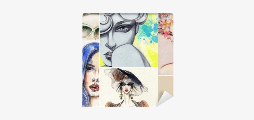 Beautiful Woman Face - Art Print: Ismagilova's Beautiful Woman. Watercolor, transparent png