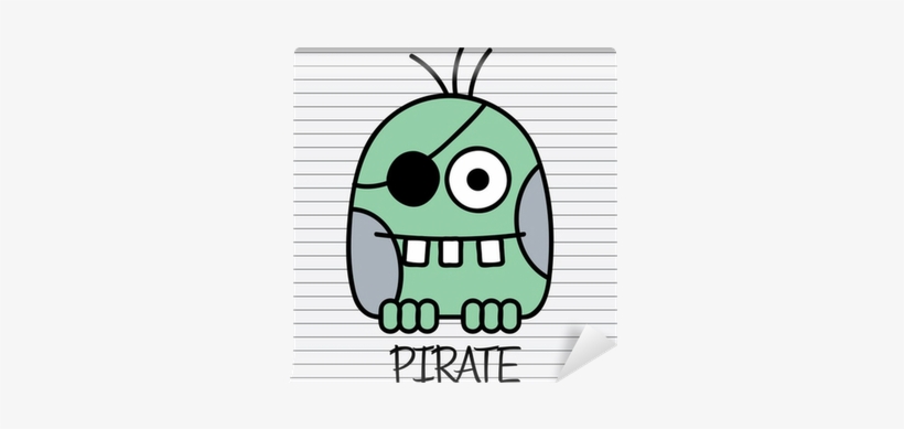 Little Funny Green Monster Pirate With Eye Patch Wall - Eyepatch, transparent png
