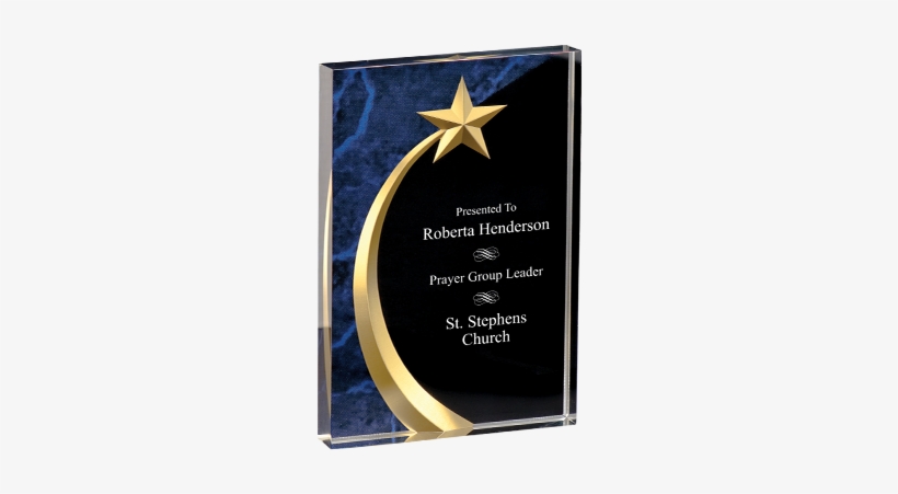 Curved Star Acrylic - 4 1/2 X 6" Green Marble Shooting Star Acrylic Award, transparent png