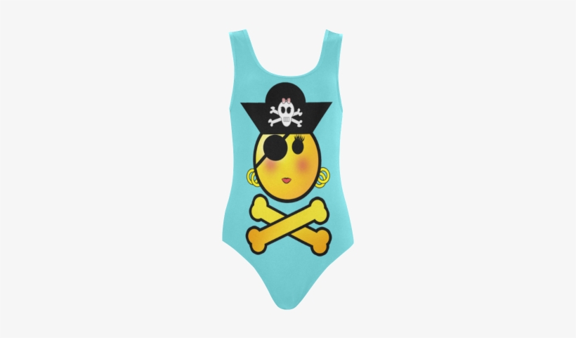 Smiley Emoji Girl Vest One Piece Swimsuit - Pirate Day Shower Curtain, transparent png